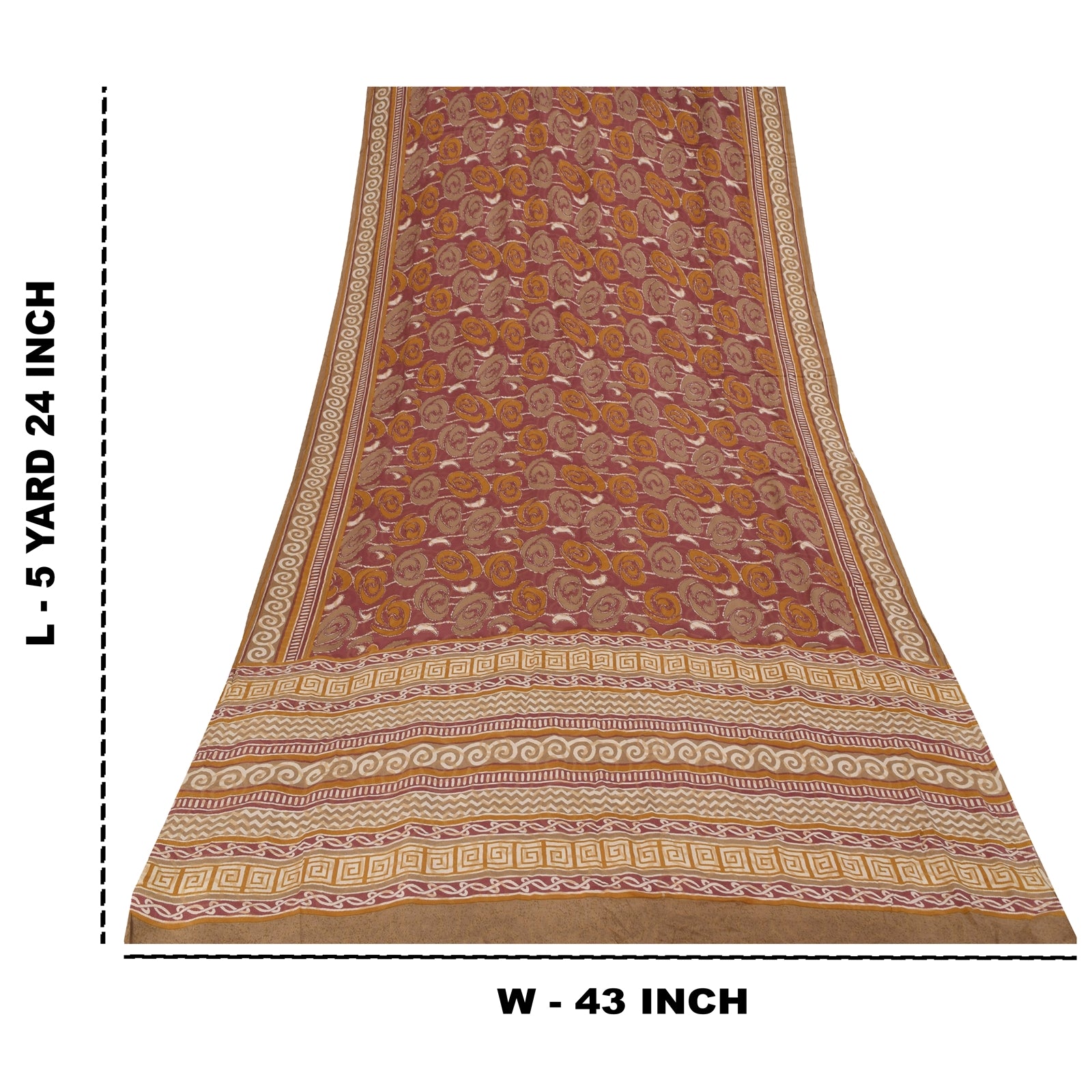 Sanskriti Vintage Sarees Purple Pure Crepe Silk Printed Sari 5+yd Craft Fabric