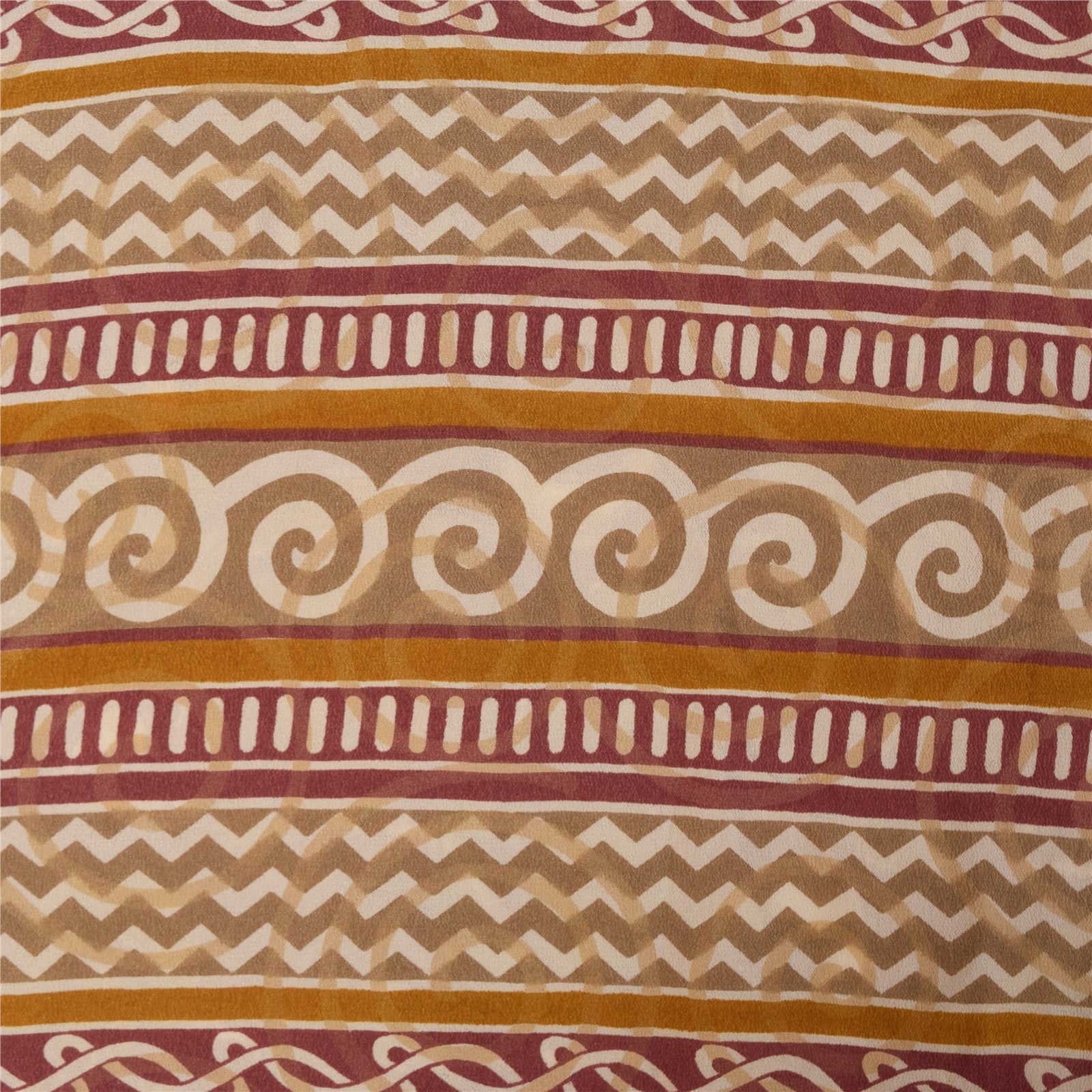 Sanskriti Vintage Sarees Purple Pure Crepe Silk Printed Sari 5+yd Craft Fabric