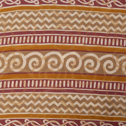 Sanskriti Vintage Sarees Purple Pure Crepe Silk Printed Sari 5+yd Craft Fabric