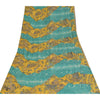 Sanskriti Vintage Sarees Blue & Yellow Pure Crepe Print Embroidered Sari Fabric