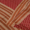 Sanskriti Vintage Sarees Dark Red Pure Crepe Silk Printed Sari 5+yd Craft Fabric