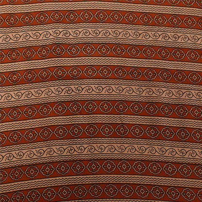 Sanskriti Vintage Sarees Dark Red Pure Crepe Silk Printed Sari 5+yd Craft Fabric