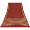 Sanskriti Vintage Sarees Dark Red Pure Crepe Silk Printed Sari 5+yd Craft Fabric