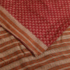 Sanskriti Vintage Sarees Dark Red Pure Crepe Silk Printed Sari 5+yd Craft Fabric