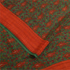 Sanskriti Vintage Sarees Green Pure Crepe Silk Printed Sari 5+yd Craft Fabric