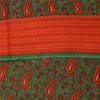 Sanskriti Vintage Sarees Green Pure Crepe Silk Printed Sari 5+yd Craft Fabric