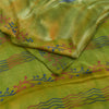 Sanskriti Vintage Sarees Green Pure Crepe Silk Printed Sari 5+yd Craft Fabric