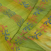 Sanskriti Vintage Sarees Green Pure Crepe Silk Printed Sari 5+yd Craft Fabric