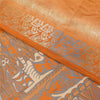 Sanskriti Vintage Sarees Orange Pure Crepe Silk Printed Sari 5+yd Craft Fabric