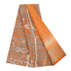 Sanskriti Vintage Sarees Orange Pure Crepe Silk Printed Sari 5+yd Craft Fabric