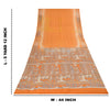 Sanskriti Vintage Sarees Orange Pure Crepe Silk Printed Sari 5+yd Craft Fabric