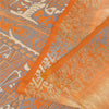 Sanskriti Vintage Sarees Orange Pure Crepe Silk Printed Sari 5+yd Craft Fabric