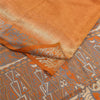 Sanskriti Vintage Sarees Orange Pure Crepe Silk Printed Sari 5+yd Craft Fabric