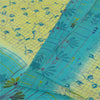 Sanskriti Vintage Sarees Green & Blue Pure Crepe Printed Sari 5+yd Craft Fabric
