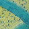 Sanskriti Vintage Sarees Green & Blue Pure Crepe Printed Sari 5+yd Craft Fabric
