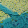 Sanskriti Vintage Sarees Green & Blue Pure Crepe Printed Sari 5+yd Craft Fabric