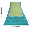 Sanskriti Vintage Sarees Green & Blue Pure Crepe Printed Sari 5+yd Craft Fabric