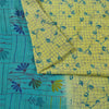 Sanskriti Vintage Sarees Green & Blue Pure Crepe Printed Sari 5+yd Craft Fabric