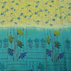 Sanskriti Vintage Sarees Green & Blue Pure Crepe Printed Sari 5+yd Craft Fabric