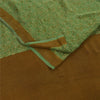 Sanskriti Vintage Sarees Green Pure Crepe Silk Printed Sari 5+yd Craft Fabric
