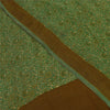 Sanskriti Vintage Sarees Green Pure Crepe Silk Printed Sari 5+yd Craft Fabric