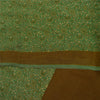 Sanskriti Vintage Sarees Green Pure Crepe Silk Printed Sari 5+yd Craft Fabric