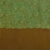 Sanskriti Vintage Sarees Green Pure Crepe Silk Printed Sari 5+yd Craft Fabric