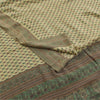 Sanskriti Vintage Sarees Ivory Pure Crepe Silk Printed Sari 5+yd Craft Fabric