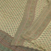 Sanskriti Vintage Sarees Ivory Pure Crepe Silk Printed Sari 5+yd Craft Fabric