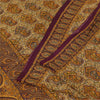 Sanskriti Vintage Sarees Cream Pure Crepe Silk Printed Sari 5+yd Craft Fabric