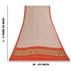 Sanskriti Vintage Sarees Ivory Pure Crepe Hand BlockPrint Sari 5+yd Craft Fabric