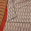 Sanskriti Vintage Sarees Ivory Pure Crepe Hand BlockPrint Sari 5+yd Craft Fabric