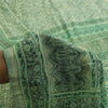 Sanskriti Vintage Sarees Green Pure Crepe Silk Printed Sari 5+yd Craft Fabric