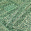 Sanskriti Vintage Sarees Green Pure Crepe Silk Printed Sari 5+yd Craft Fabric