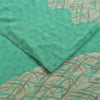 Sanskriti Vintage Sarees Green & Ivory Pure Crepe Printed Sari 5+yd Craft Fabric