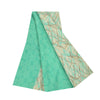 Sanskriti Vintage Sarees Green & Ivory Pure Crepe Printed Sari 5+yd Craft Fabric