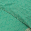 Sanskriti Vintage Sarees Green & Ivory Pure Crepe Printed Sari 5+yd Craft Fabric