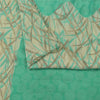 Sanskriti Vintage Sarees Green & Ivory Pure Crepe Printed Sari 5+yd Craft Fabric