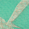 Sanskriti Vintage Sarees Green & Ivory Pure Crepe Printed Sari 5+yd Craft Fabric
