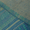 Sanskriti Vintage Sarees Pure Crepe Ivory & Blue Printed Sari 5+yd Craft Fabric