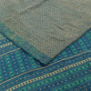 Sanskriti Vintage Sarees Pure Crepe Ivory & Blue Printed Sari 5+yd Craft Fabric