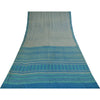 Sanskriti Vintage Sarees Pure Crepe Ivory & Blue Printed Sari 5+yd Craft Fabric