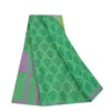 Sanskriti Vintage Sarees Green Pure Crepe Silk Printed Sari 5+yd Craft Fabric