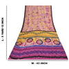 Sanskriti Vintage Sarees Pink Pure Crepe Geometric Print Sari 5+yd Craft Fabric
