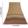 Sanskriti Vintage Sarees Cream Pure Crepe Silk Printed Sari 5+yd Craft Fabric