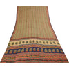 Sanskriti Vintage Sarees Cream Pure Crepe Silk Printed Sari 5+yd Craft Fabric
