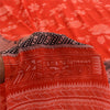 Sanskriti Vintage Sarees Red IndiaPure Crepe Silk Printed Sari 5+yd Craft Fabric