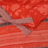 Sanskriti Vintage Sarees Red IndiaPure Crepe Silk Printed Sari 5+yd Craft Fabric