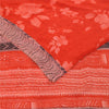 Sanskriti Vintage Sarees Red IndiaPure Crepe Silk Printed Sari 5+yd Craft Fabric