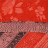Sanskriti Vintage Sarees Red IndiaPure Crepe Silk Printed Sari 5+yd Craft Fabric